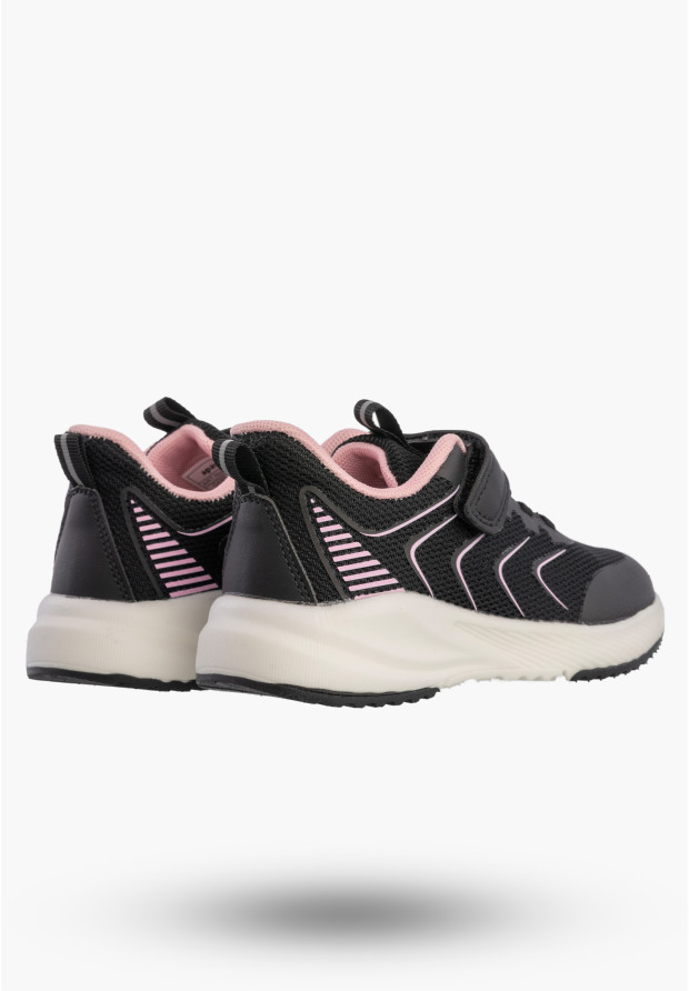 Sneakersy Dziewczęce Lekkie Buty Sportowe Na Rzepy Półbuty Czarne Apawwa G685