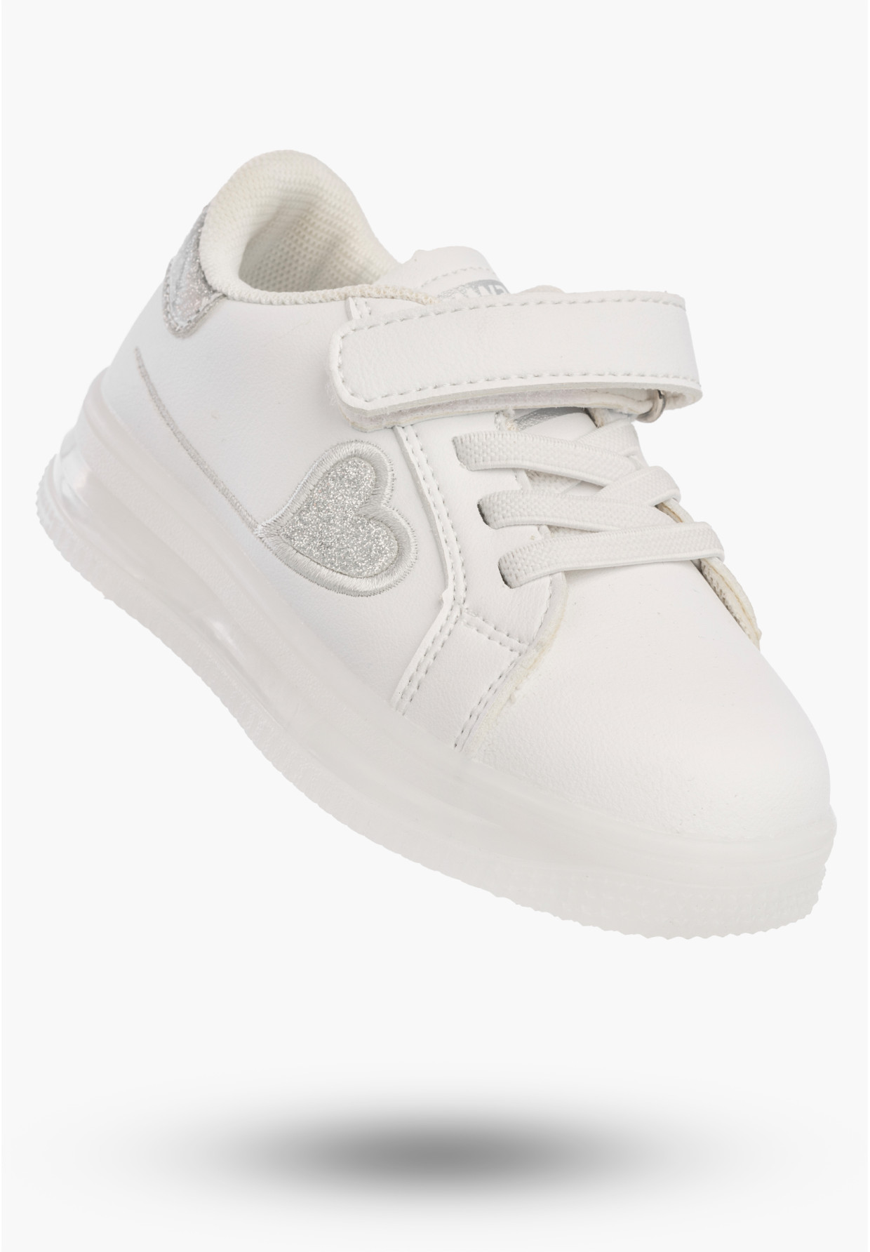 Sneakersy Dziewczęce Ekoskóra Buty Na Rzep Półbuty Sportowe Białe APAWWA NC171-2