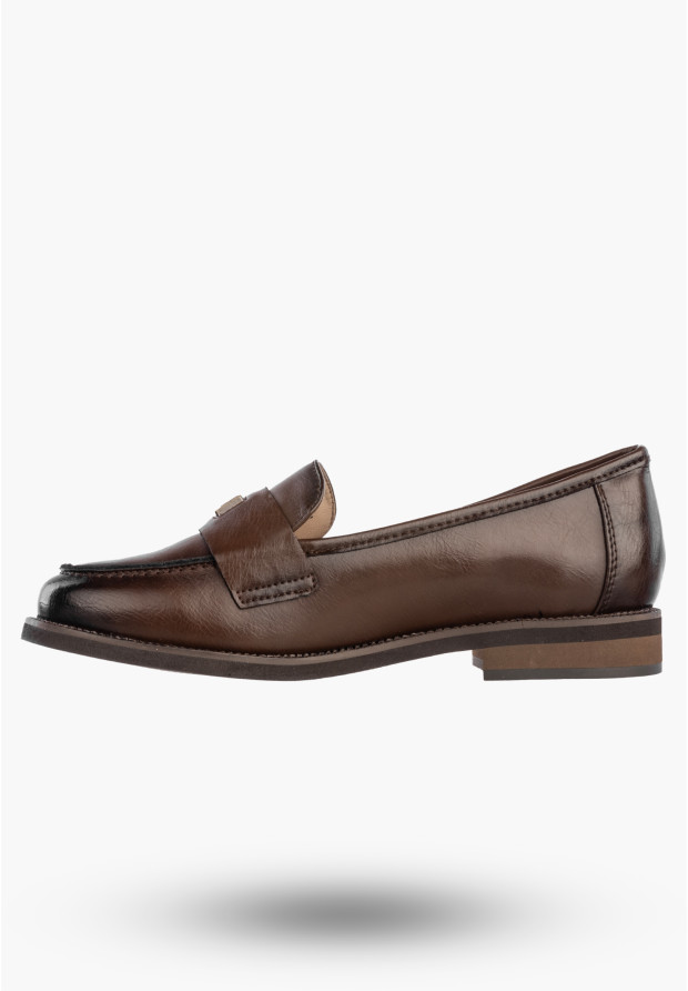Mokasyny Damskie Skórzane Buty Eleganckie Loafersy Półbuty Brązowe Potocki 26-19465