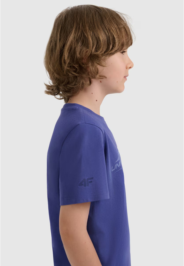 Koszulka Chłopięca 4F T-shirt Z Nadrukiem Granatowy 4FJWAW25TTSHM2404