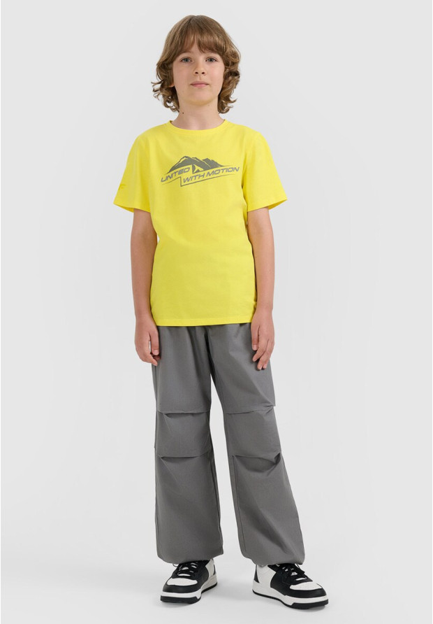Koszulka Chłopięca 4F T-shirt Z Nadrukiem Żółty 4FJWAW25TTSHM2404