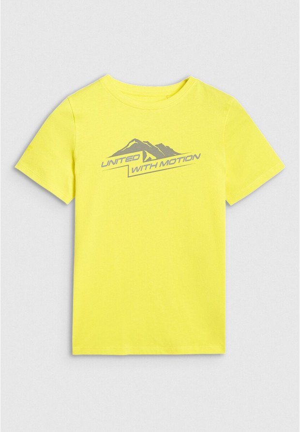 Koszulka Chłopięca 4F T-shirt Z Nadrukiem Żółty 4FJWAW25TTSHM2404