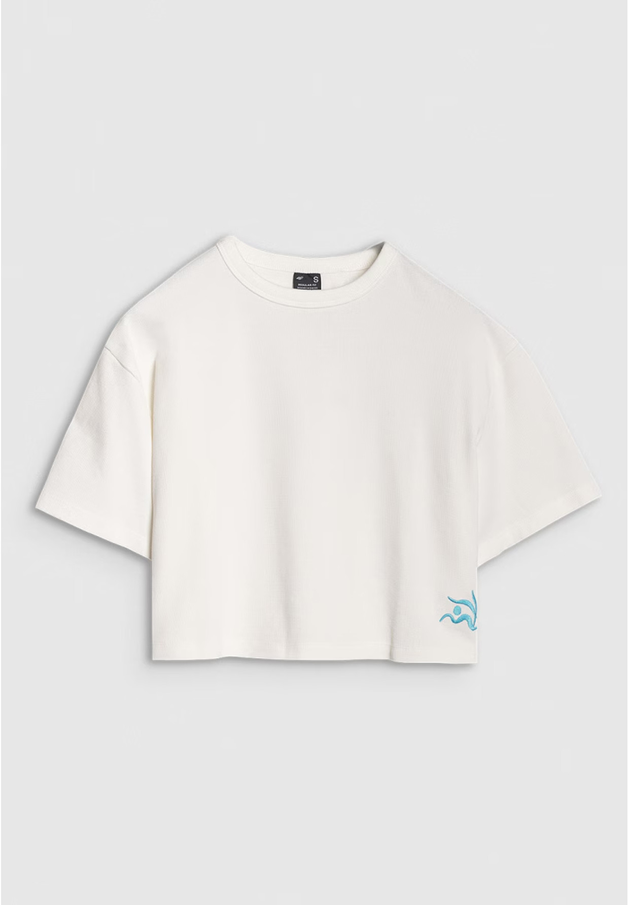 T-shirt Damski 4F Crop-top Koszulka z waflowej dzianiny Biała Crop-top 4FWSS25TTSHF1977