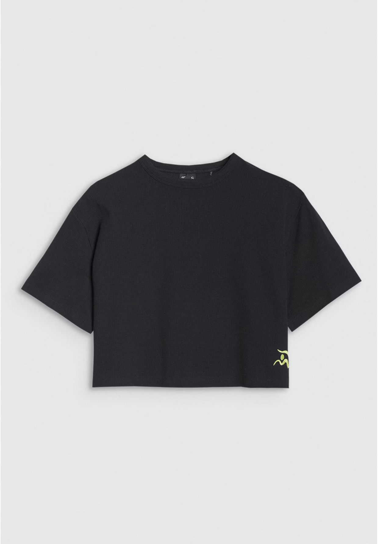 T-shirt Damski 4F Crop-top Koszulka z waflowej dzianiny Czarna Crop-top 4FWSS25TTSHF1977