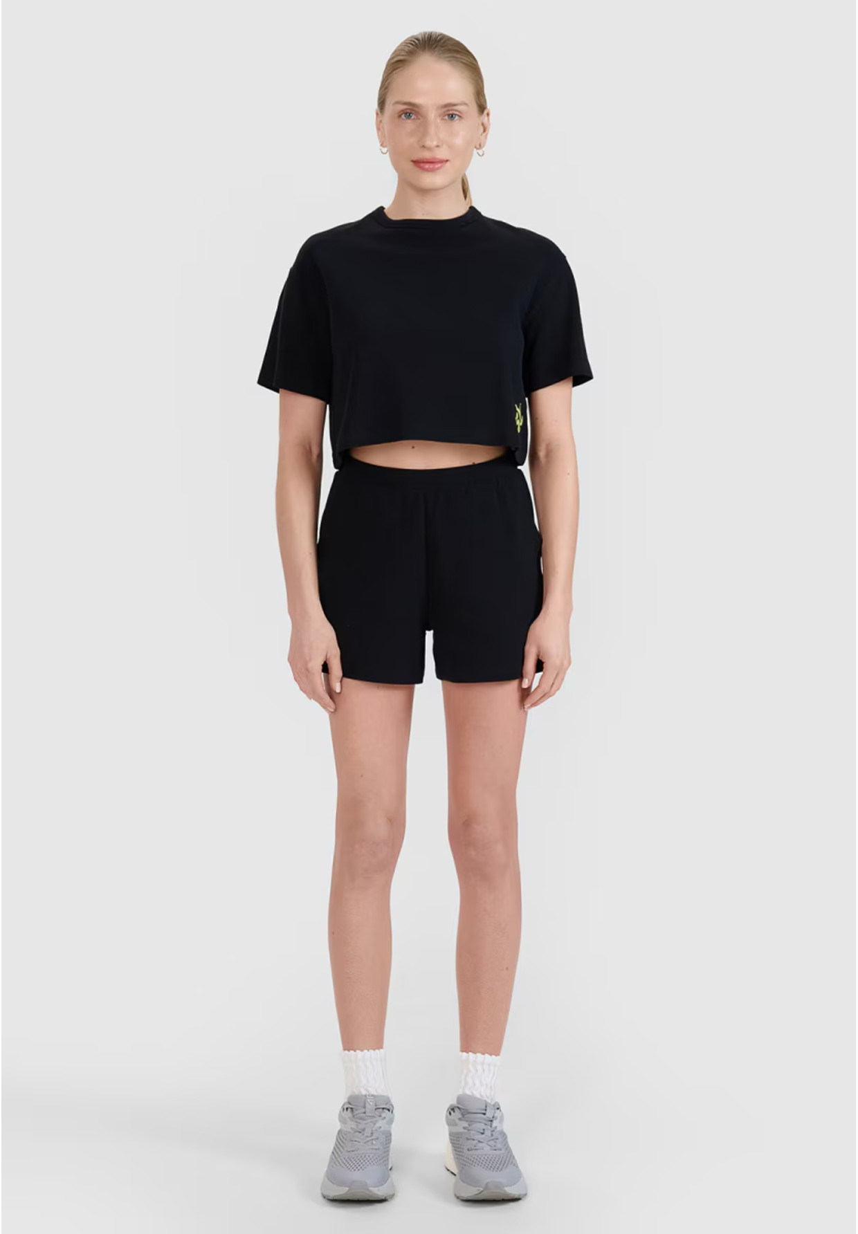 T-shirt Damski 4F Crop-top Koszulka z waflowej dzianiny Czarna Crop-top 4FWSS25TTSHF1977