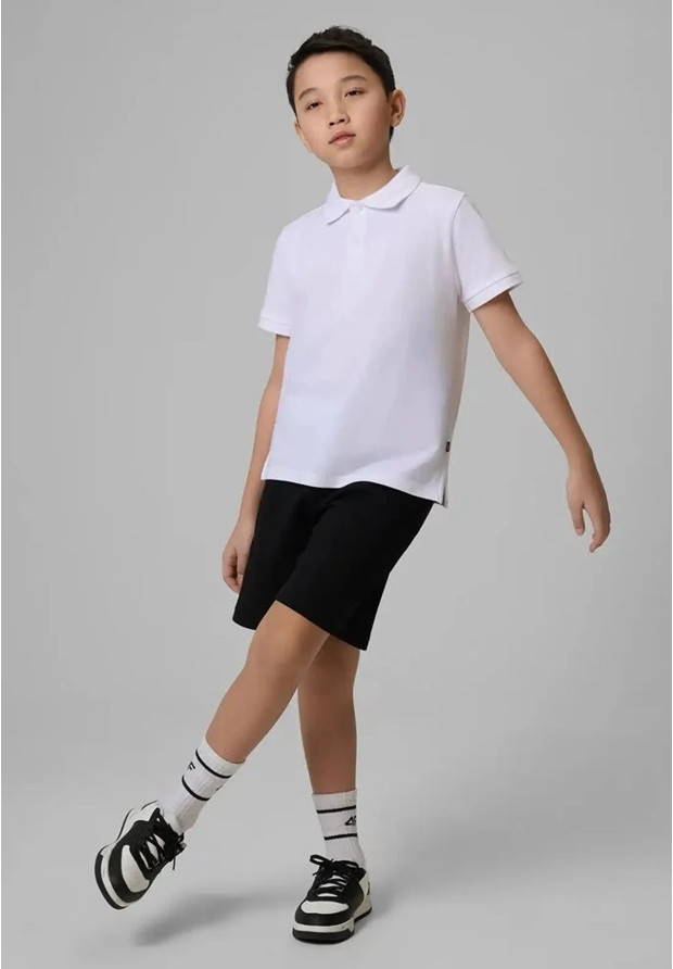Koszulka Chłopięca 4F T-shirt Polo Z Kołnierzem Biały 4FJWSS26TPTSM662