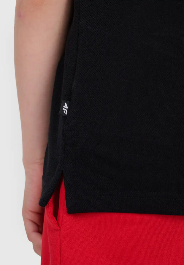 Koszulka Chłopięca 4F T-shirt Polo Z Kołnierzem Czarny 4FJWSS26TPTSM662
