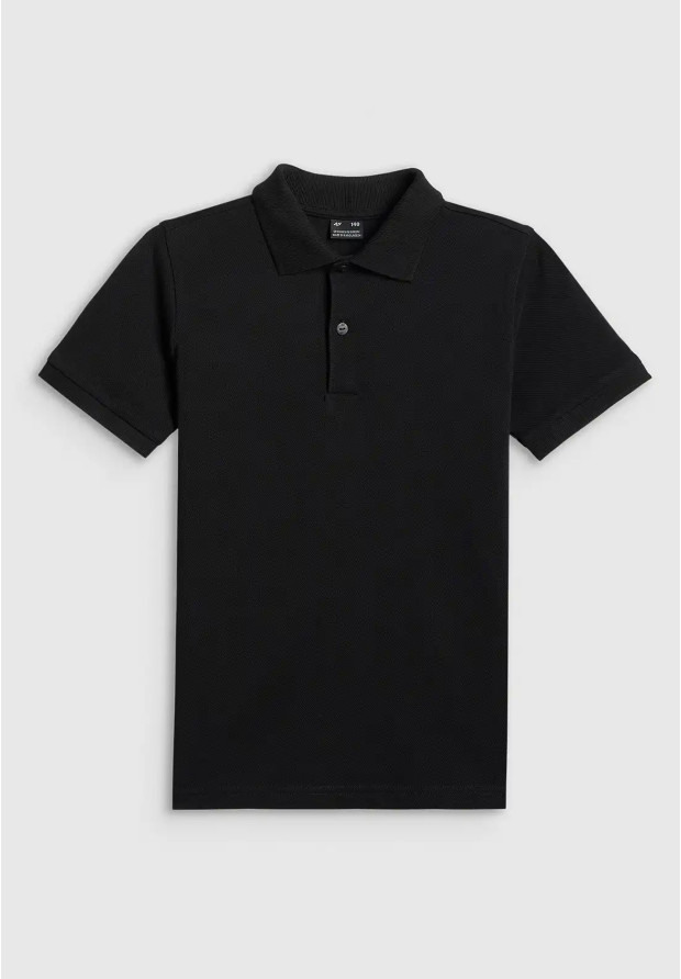 Koszulka Chłopięca 4F T-shirt Polo Z Kołnierzem Czarny 4FJWSS26TPTSM662