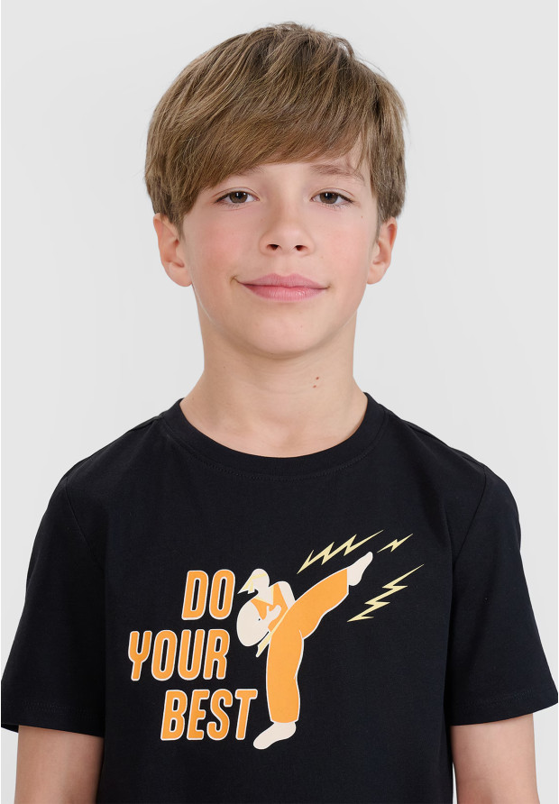 Koszulka Chłopięca 4F T-shirt Z Nadrukiem Regular Czarny 4FJRSS25TTSHM2643