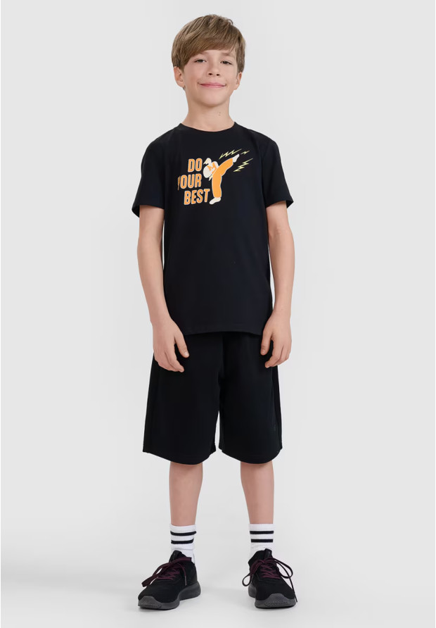 Koszulka Chłopięca 4F T-shirt Z Nadrukiem Regular Czarny 4FJRSS25TTSHM2643