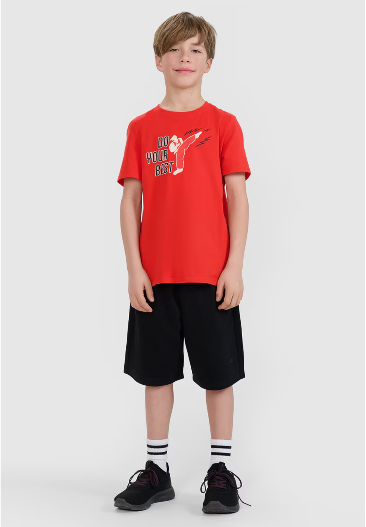 Koszulka Chłopięca 4F T-shirt Z Nadrukiem Regular Czerwony 4FJRSS25TTSHM2643