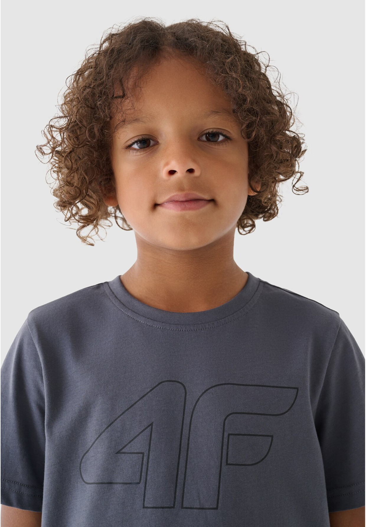 Koszulka Chłopięca 4F T-shirt Regular z logo Szary 4FJWMM00TTSHM1627