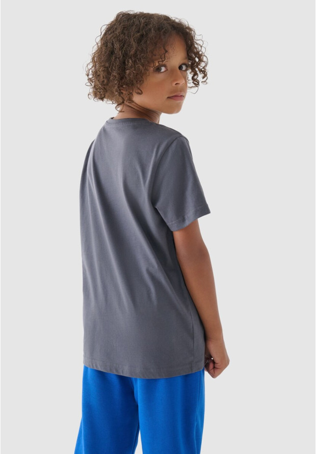 Koszulka Chłopięca 4F T-shirt Regular z logo Szary 4FJWMM00TTSHM1627