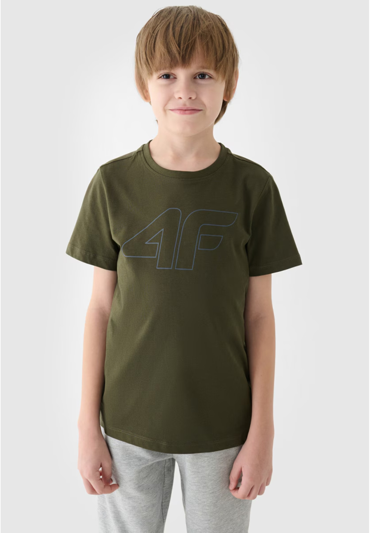 Koszulka Chłopięca 4F T-shirt Regular z logo Khaki 4FJWMM00TTSHM1627