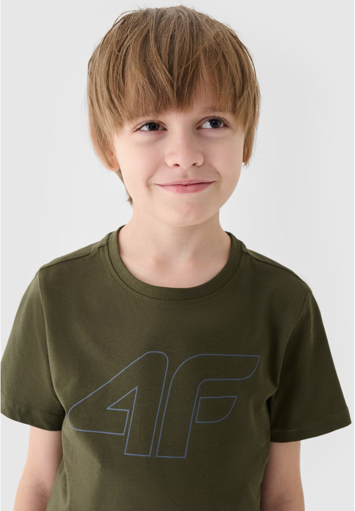 Koszulka Chłopięca 4F T-shirt Regular z logo Khaki 4FJWMM00TTSHM1627