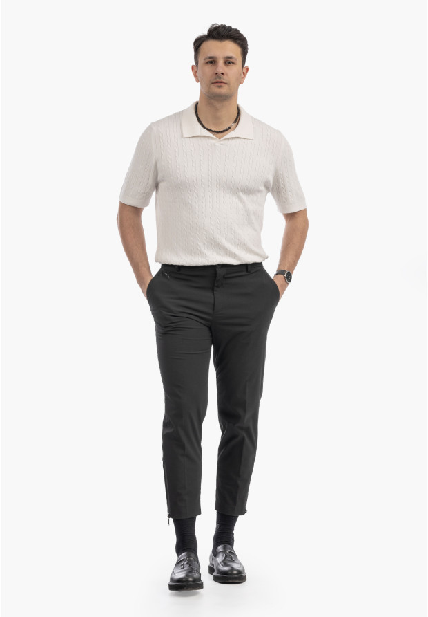 Koszulka Męska Polo Z Kołnierzykiem Dzianinowa Elegancka Biała FRAPPOLI