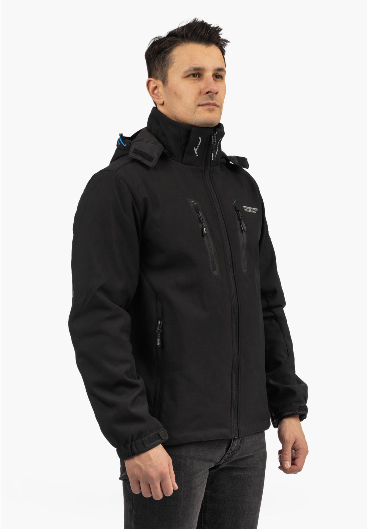 Kurtka Męska Niecieplana Softshell Wiosenna Pianka Lekka Czarna Freestep