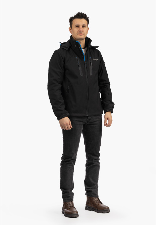 Kurtka Męska Niecieplana Softshell Wiosenna Pianka Lekka Czarna Freestep