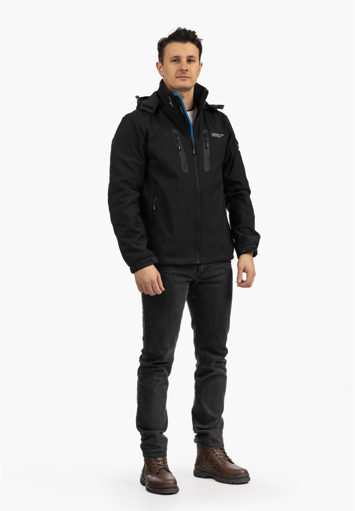 Kurtka Męska Niecieplana Softshell Wiosenna Pianka Lekka Czarna Freestep