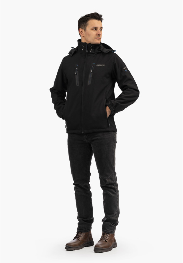 Kurtka Męska Niecieplana Softshell Wiosenna Pianka Lekka Czarna Freestep