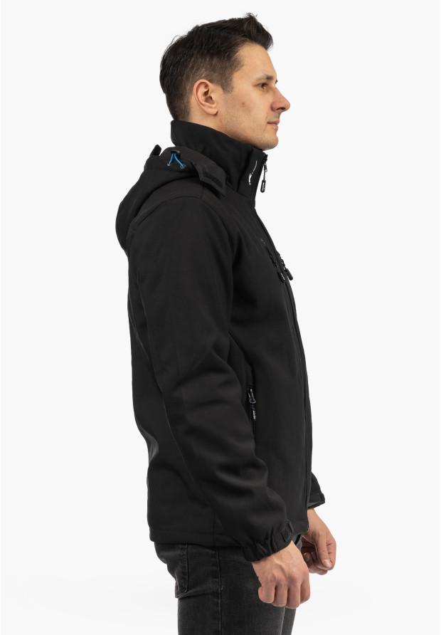 Kurtka Męska Niecieplana Softshell Wiosenna Pianka Lekka Czarna Freestep