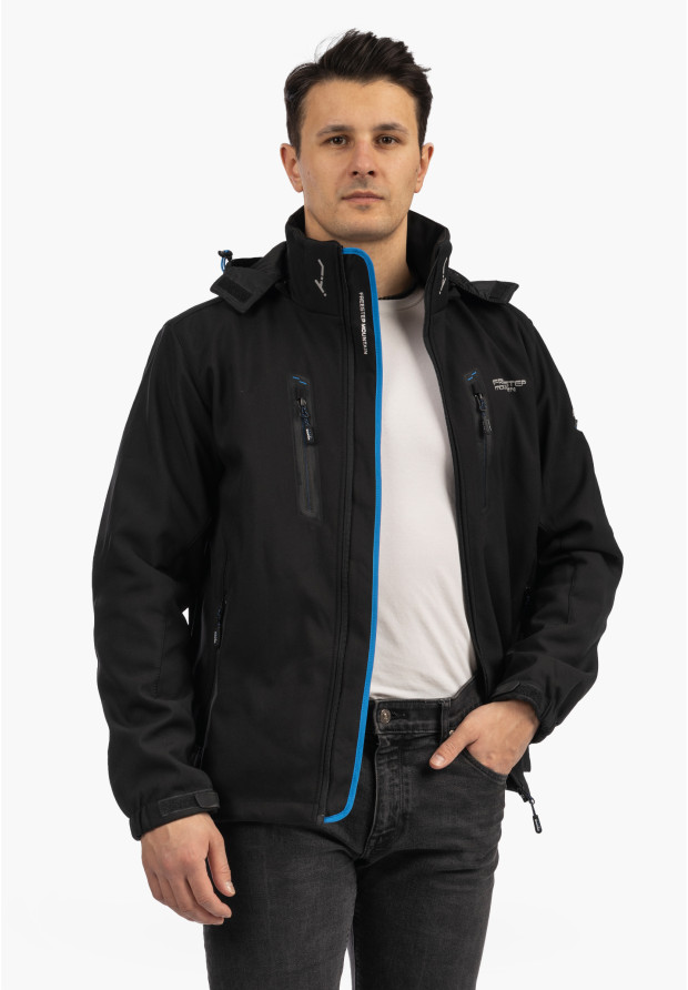 Kurtka Męska Niecieplana Softshell Wiosenna Pianka Lekka Czarna Freestep