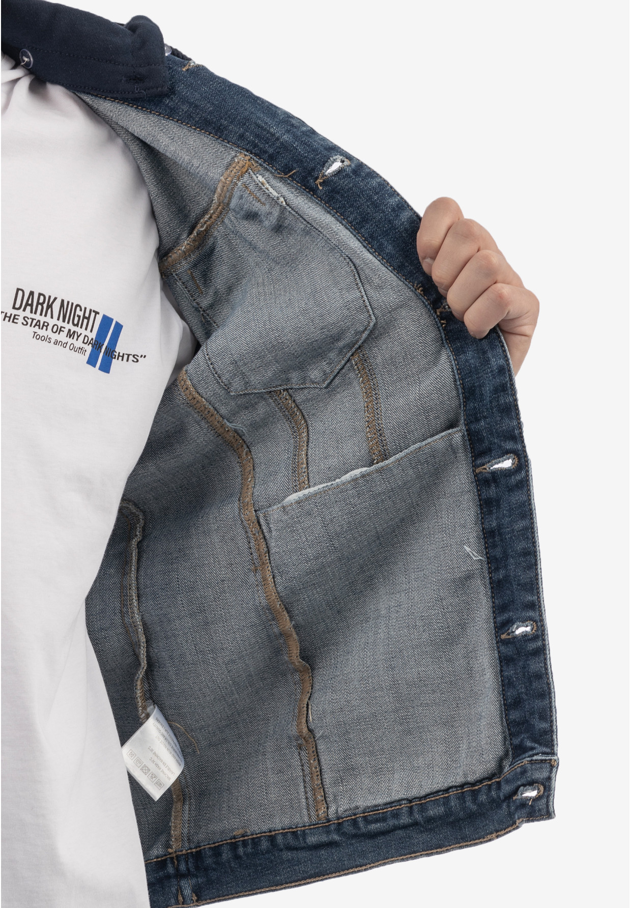 Katana Męska Jeansowa Bluza z Kapturem Casual Denim Granatowa DIELE&CO