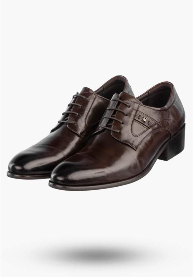 Buty Męskie JOHN DOUBARE Skórzane Półbuty Wizytowe Brązowe C179-P57-A02