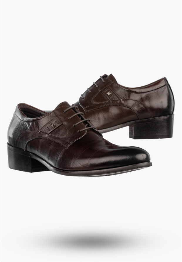 Buty Męskie JOHN DOUBARE Skórzane Półbuty Wizytowe Brązowe C179-P57-A02