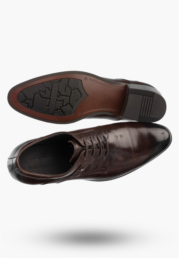 Buty Męskie JOHN DOUBARE Skórzane Półbuty Wizytowe Brązowe C179-P57-A02