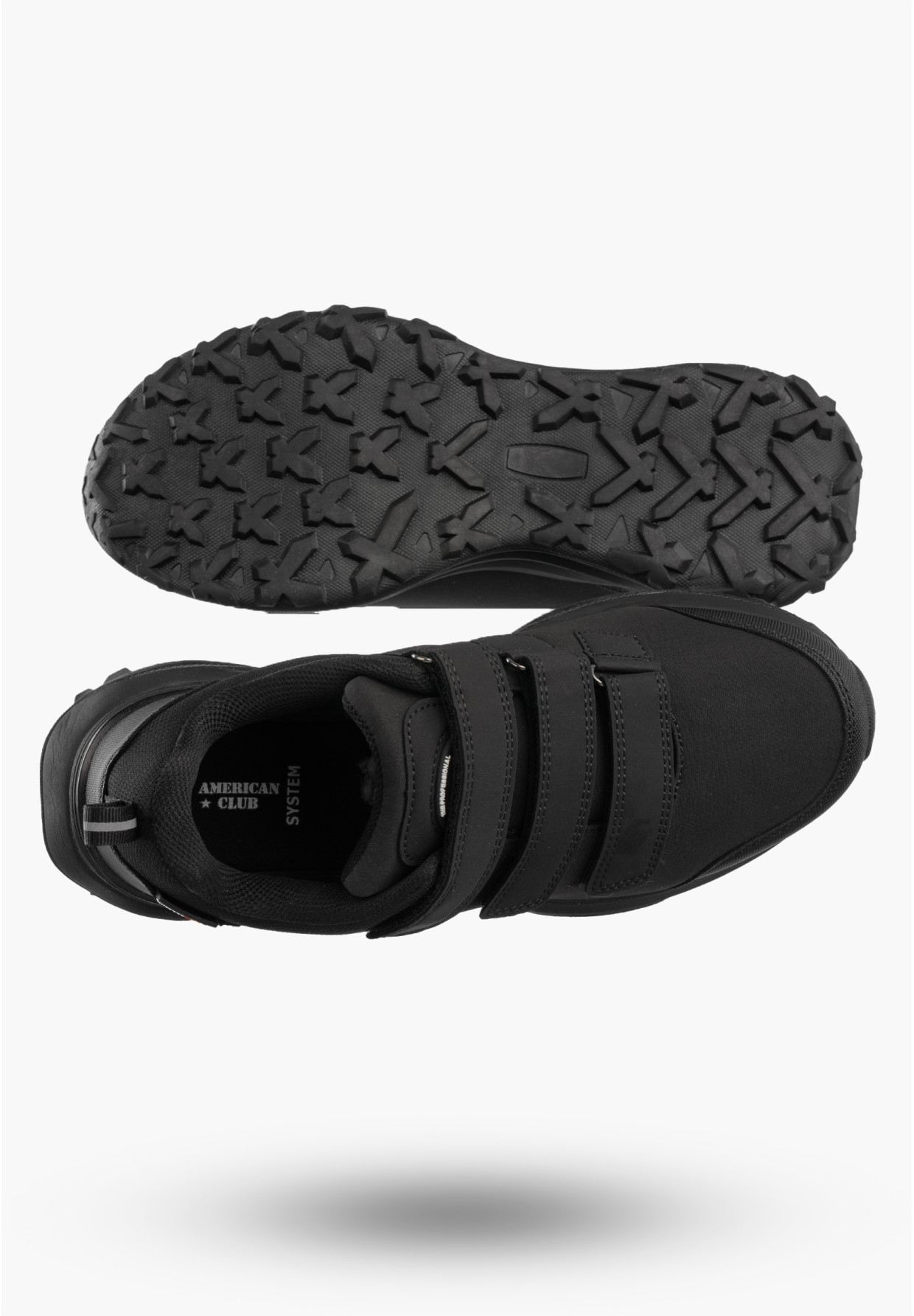 Buty Trekkingowe Młodzieżowe Sportowe Softshell Na Rzepy Czarne AMERICAN CLUB