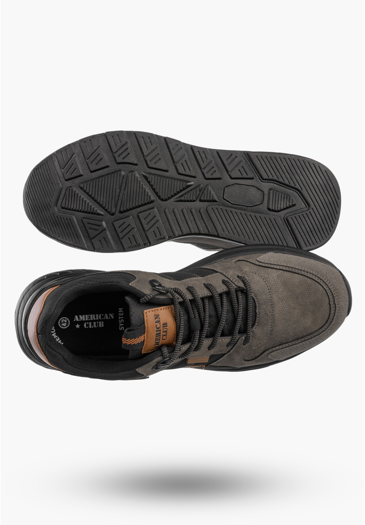 Sneakersy Męskie Ekoskóra Buty Sportowe Lekkie Wygodne Półbuty Szare AMERICAN CLUB AA49