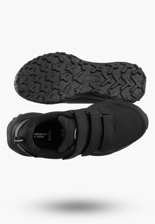 Buty Trekkingowe Męskie Sportowe Softshell Na Rzepy Czarne AMERICAN CLUB