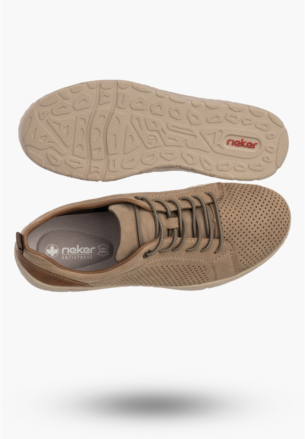 Buty Męskie RIEKER Półbuty Skórzane Sportowe Sneakersy Beżowe 08315-64