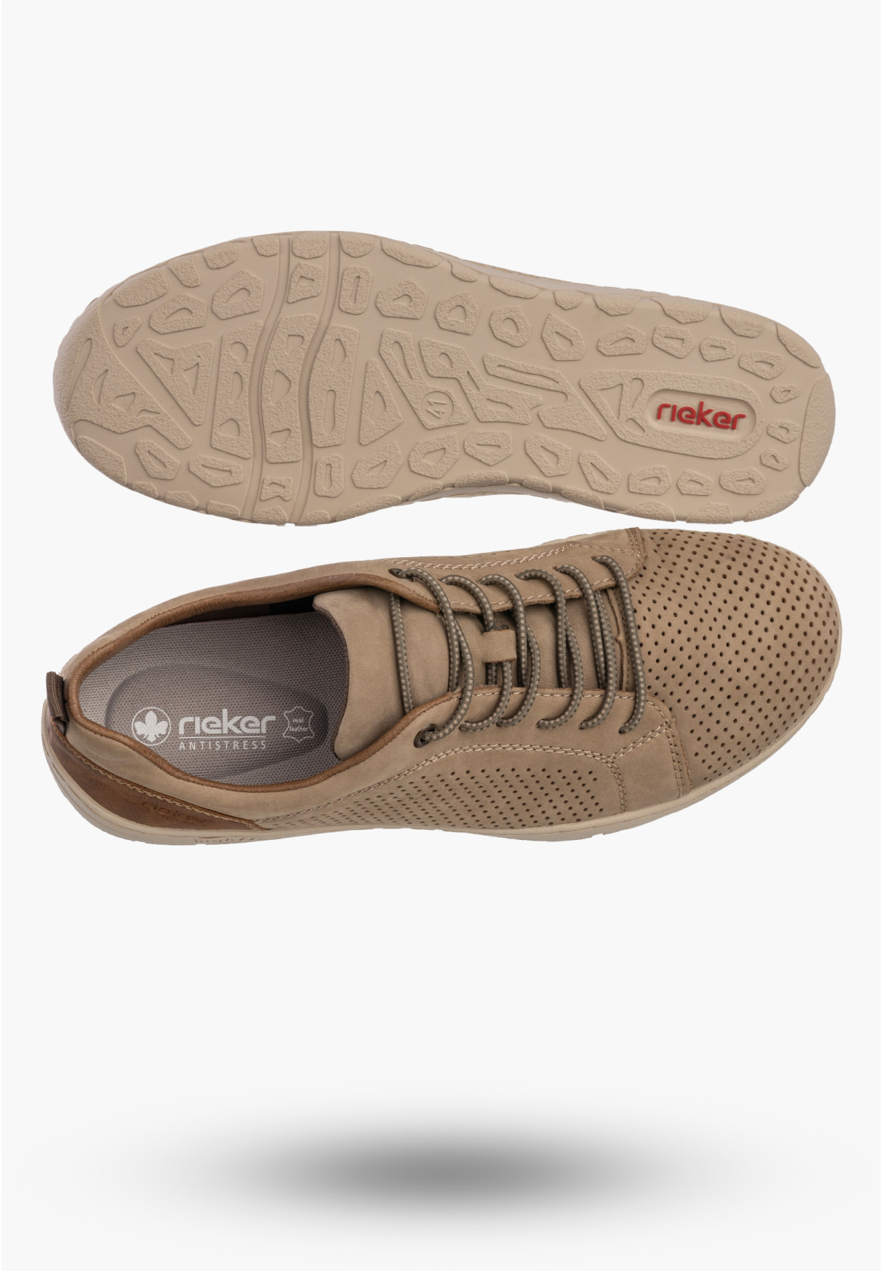 Buty Męskie RIEKER Półbuty Skórzane Sportowe Sneakersy Beżowe 08315-64