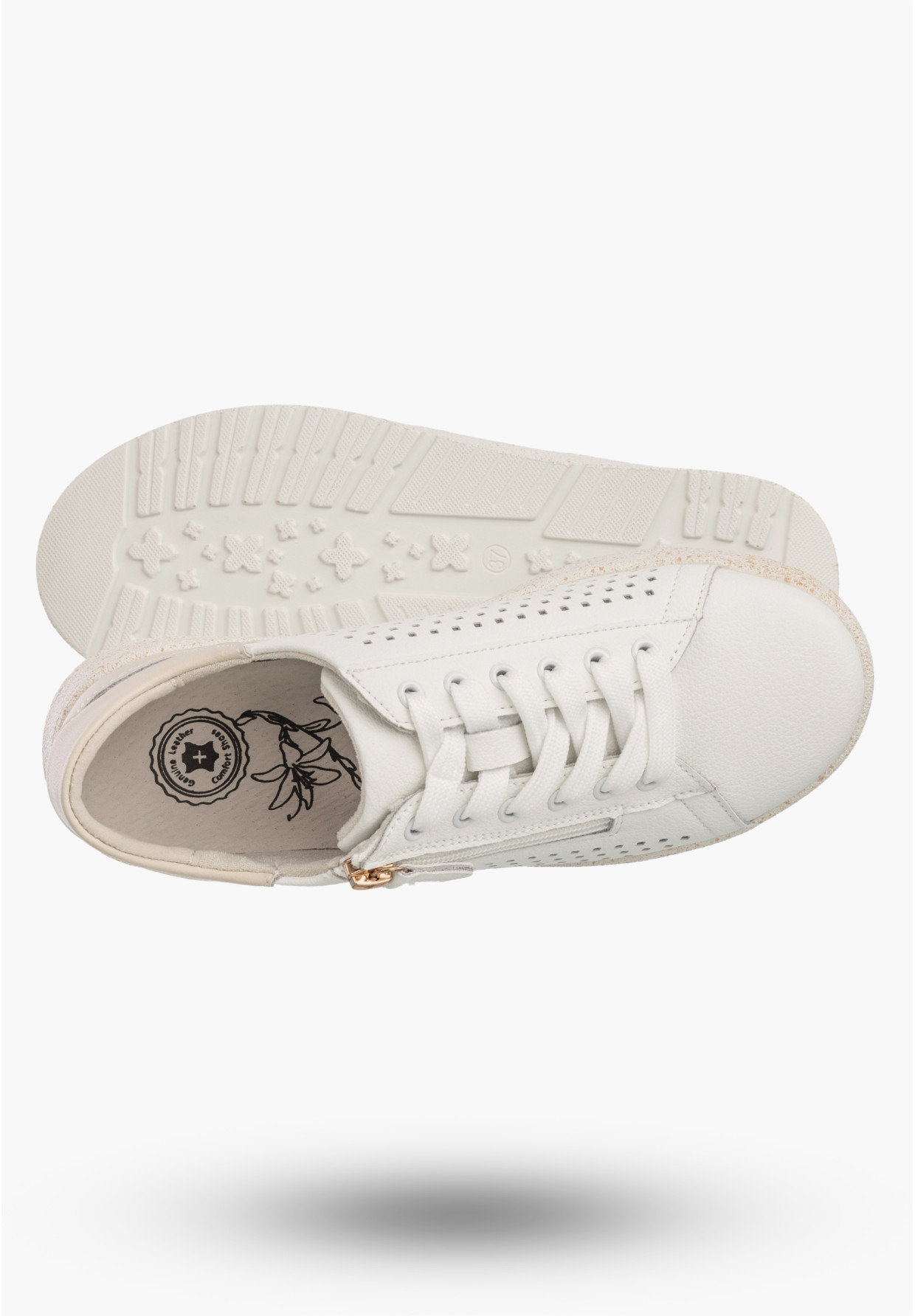 Sneakersy Damskie Skórzane Buty Na Platformie Półbuty Białe Jezzi 26PB18-137