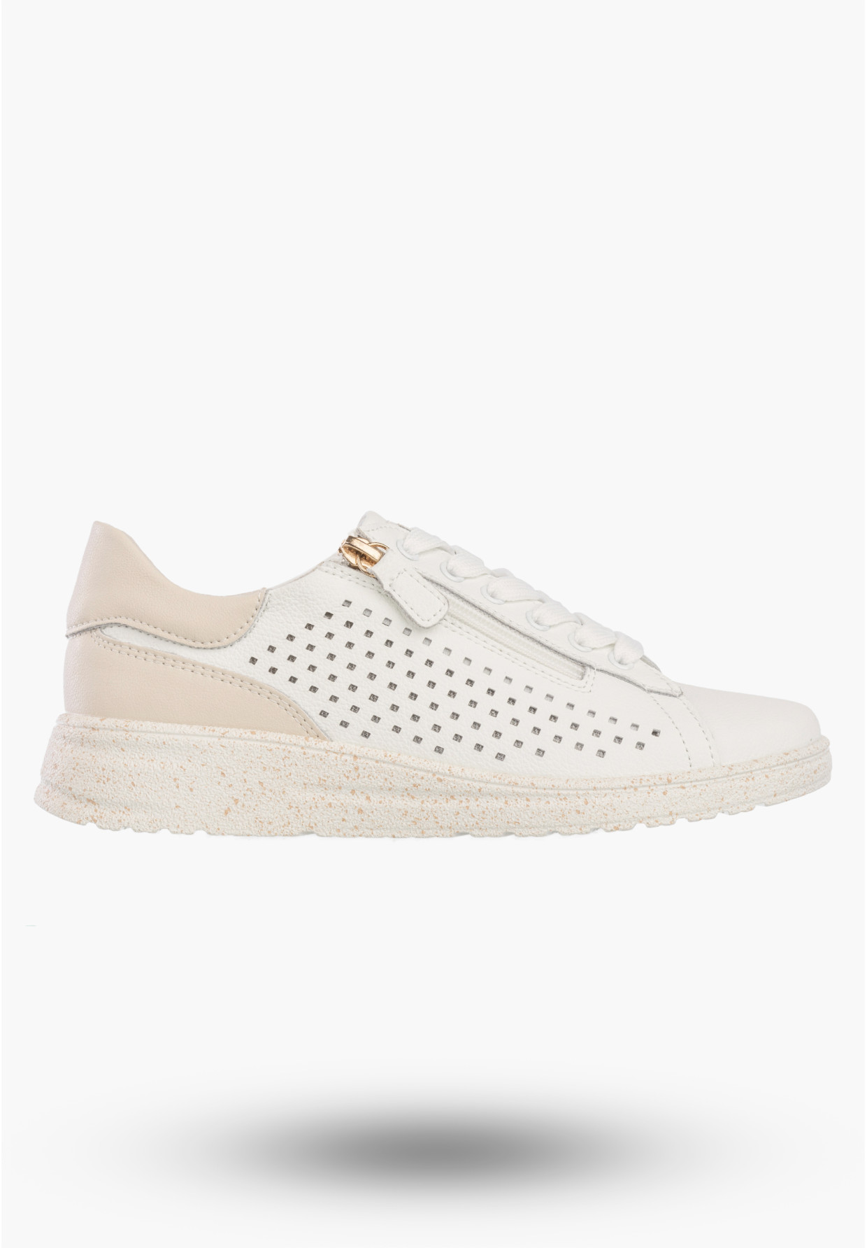 Sneakersy Damskie Skórzane Buty Na Platformie Półbuty Białe Jezzi 26PB18-137