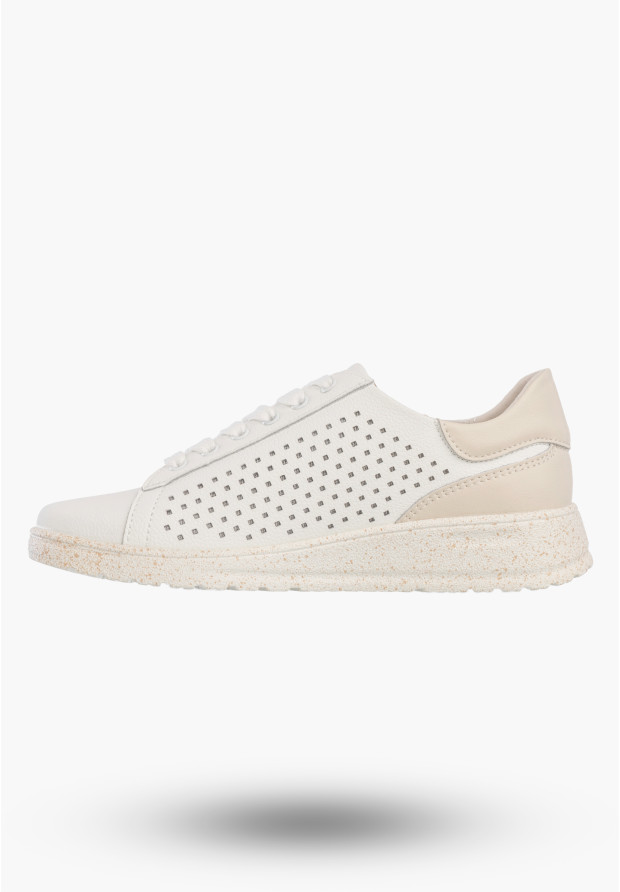 Sneakersy Damskie Skórzane Buty Na Platformie Półbuty Białe Jezzi 26PB18-137