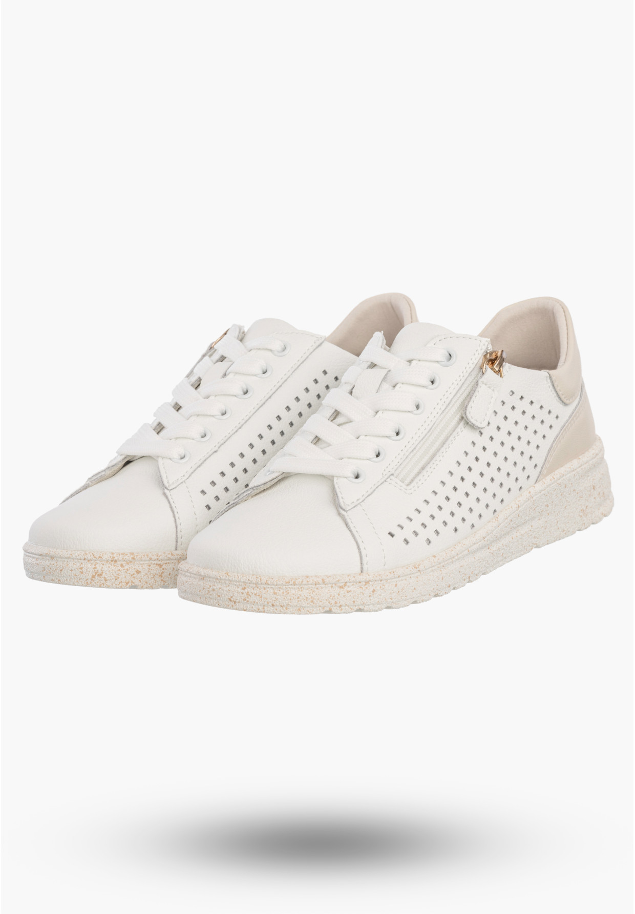 Sneakersy Damskie Skórzane Buty Na Platformie Półbuty Białe Jezzi 26PB18-137