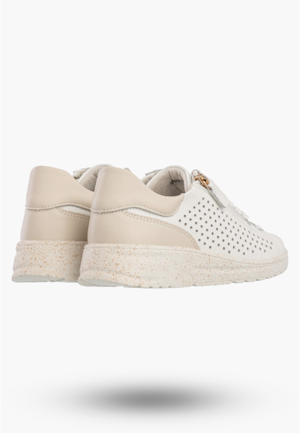 Sneakersy Damskie Skórzane Buty Na Platformie Półbuty Białe Jezzi 26PB18-137