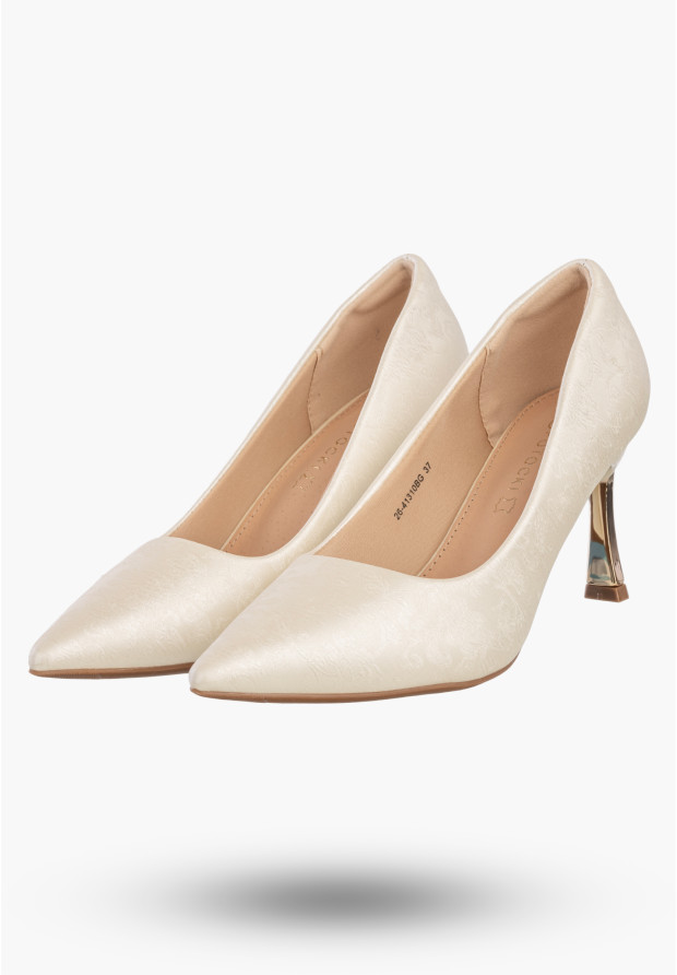 Szpilki Damskie Ekoskóra Buty Na Obcasie Eleganckie Beżowe Potocki 26-41310