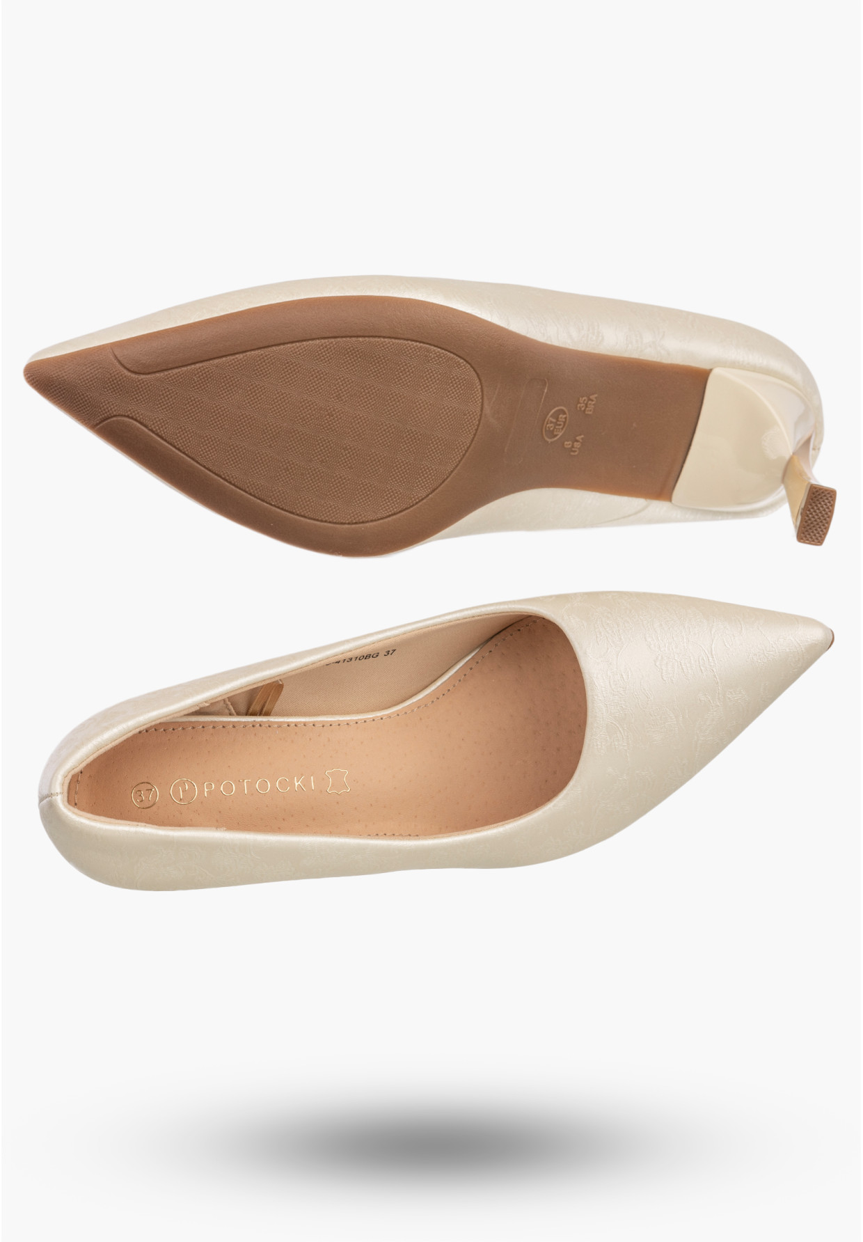 Szpilki Damskie Ekoskóra Buty Na Obcasie Eleganckie Beżowe Potocki 26-41310
