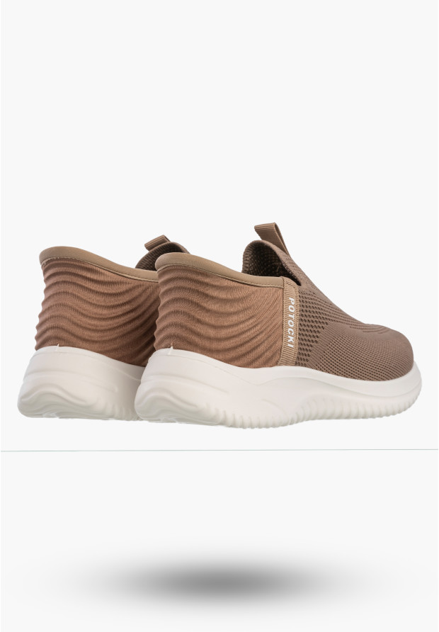 Sneakersy Damskie Wsuwane Buty Sportowe Slip-on Lekkie Brązowe Potocki 26-01312