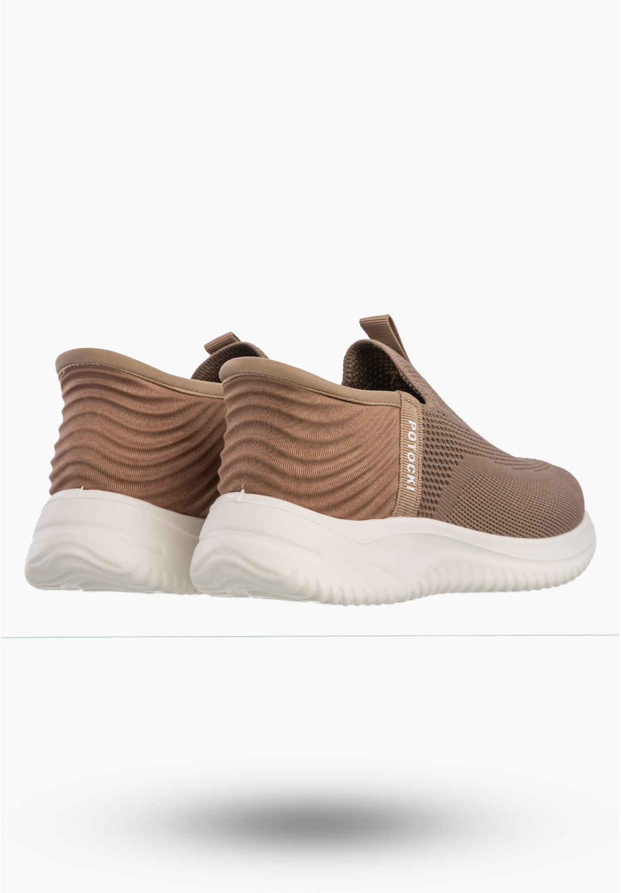 Sneakersy Damskie Wsuwane Buty Sportowe Slip-on Lekkie Brązowe Potocki 26-01312
