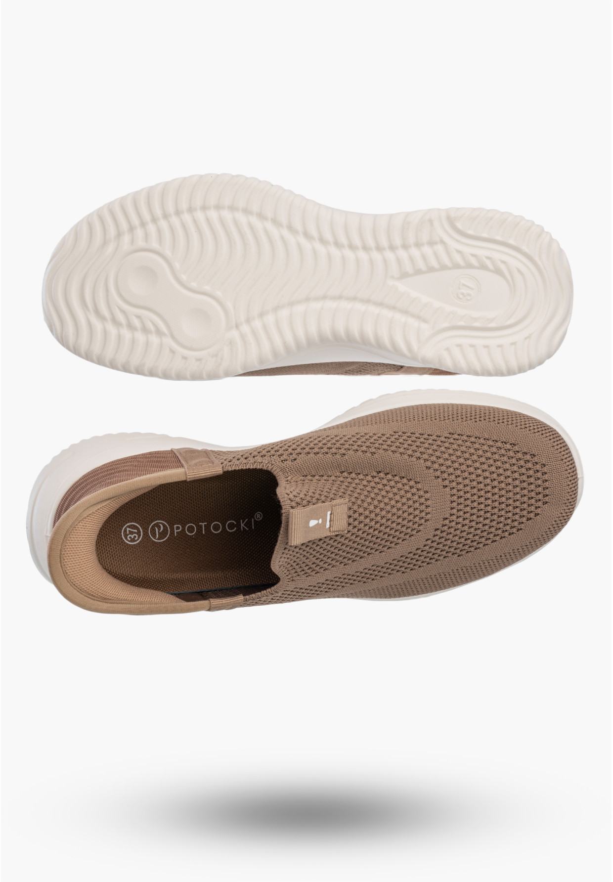 Sneakersy Damskie Wsuwane Buty Sportowe Slip-on Lekkie Brązowe Potocki 26-01312