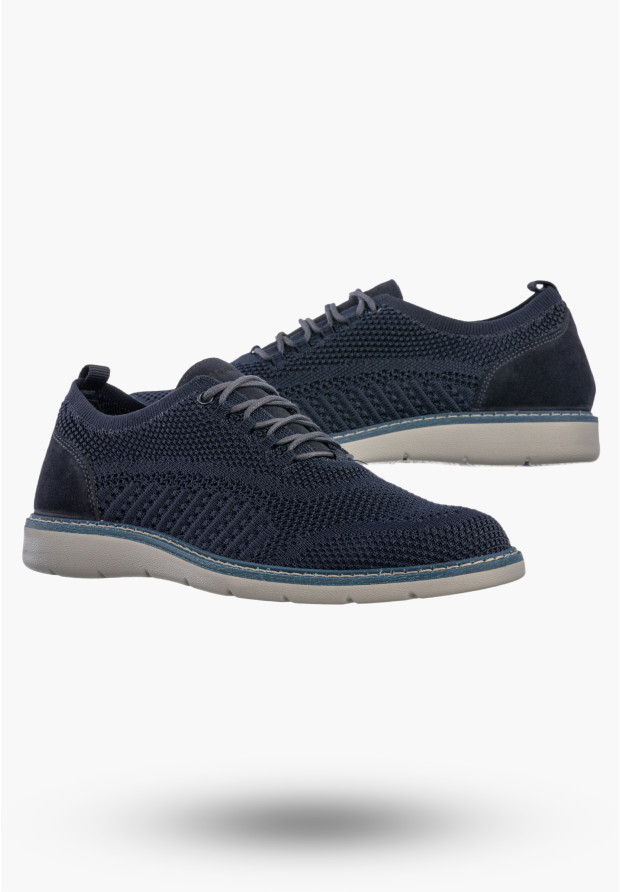 Półbuty Męskie Buty Eleganckie Sneakersy Skóra Naturalna Granatowe IGI&CO 1104011