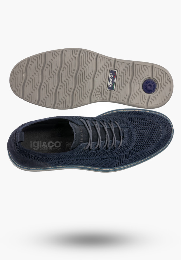 Półbuty Męskie Buty Eleganckie Sneakersy Skóra Naturalna Granatowe IGI&CO 1104011