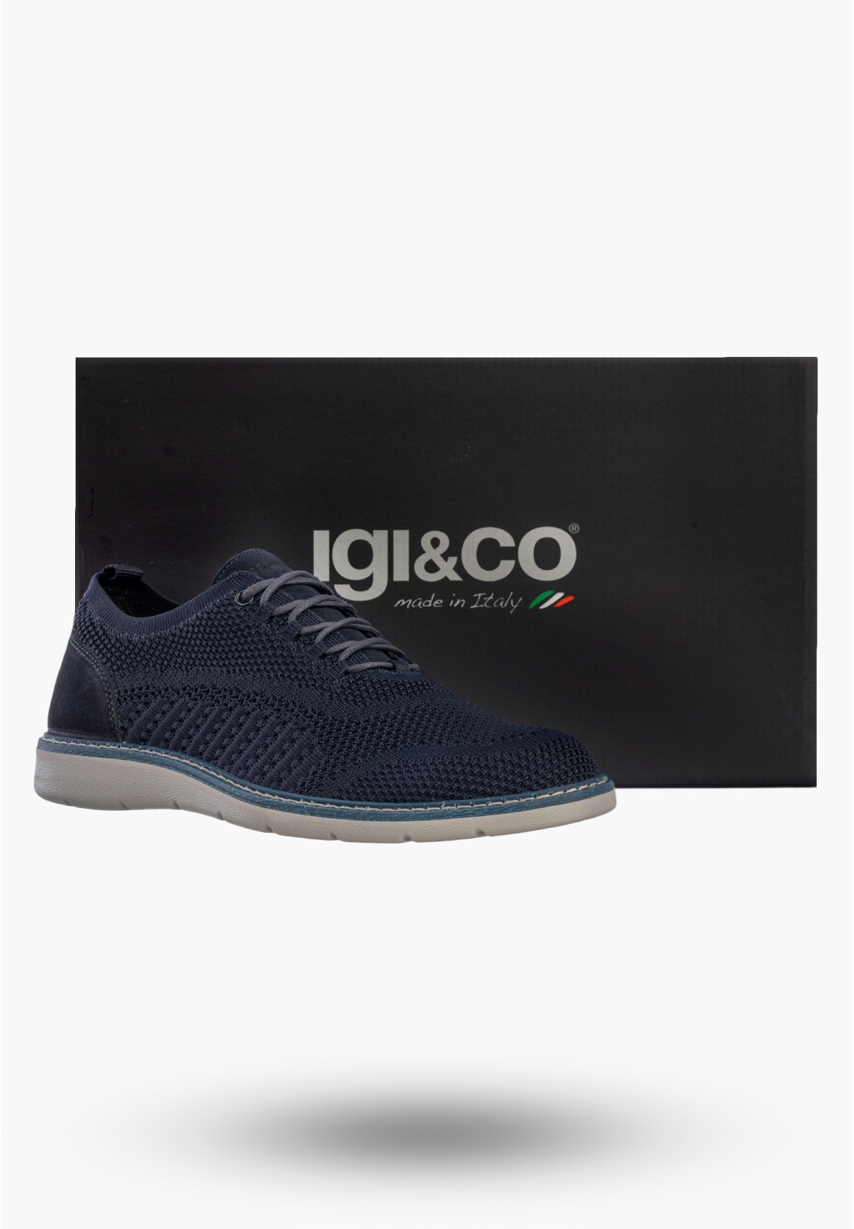 Półbuty Męskie Buty Eleganckie Sneakersy Skóra Naturalna Granatowe IGI&CO 1104011