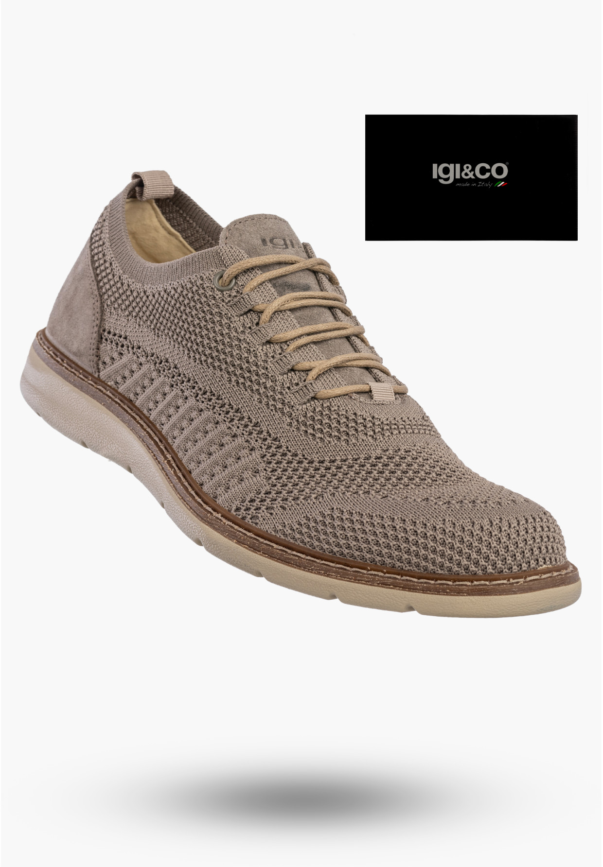 Półbuty Męskie Buty Eleganckie Sneakersy Skóra Naturalna Beżowe IGI&CO 1104022