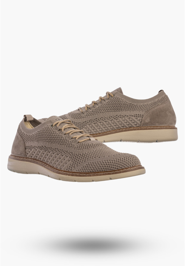 Półbuty Męskie Buty Eleganckie Sneakersy Skóra Naturalna Beżowe IGI&CO 1104022